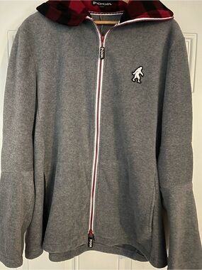 Pook Bigfoot Full Zip Fleece Hoodie Mens 2XL Gray Buffalo Plaid Lined Work Sock